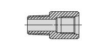 Accessories: Hydraulic Fittings â€“ Connector. Â¼ NPTF female and 3/8 NPTF male (9679)