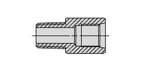 Accessories: Hydraulic Fittings â€“ Connector. Â¼ NPTF male and 3/8 NPTF female (9689)