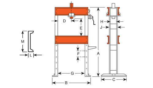 H Frame Presses 100 Ton - Diagram